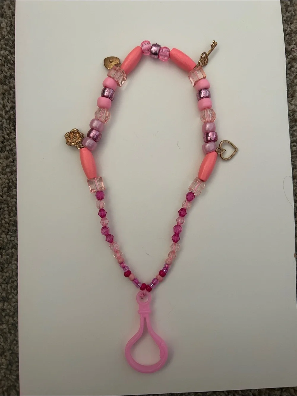 Beaded Pink Charm Keychain - Women Accessories